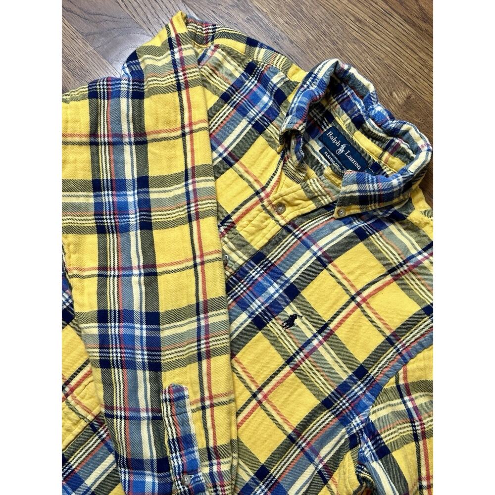 Ralph Lauren Mountain Equipment Yellow Plaid Men's Button Down Shirt Size M - Picture 7 of 9